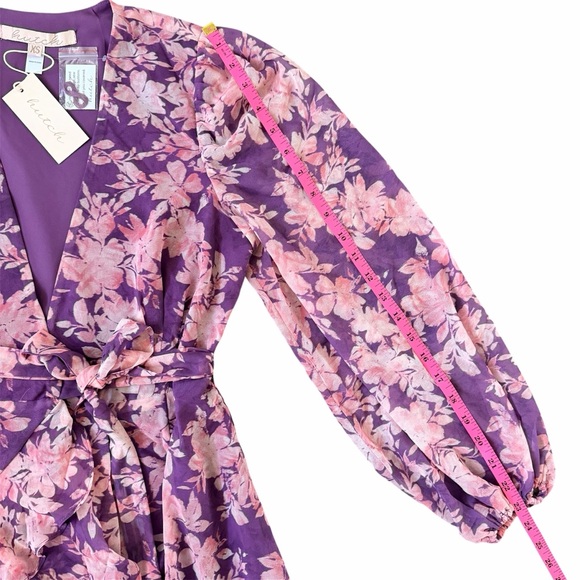 Hutch Floral Wrap Midi Dress XS Purple High Low Sadey Wedding Guest NWT - Picture 14 of 16